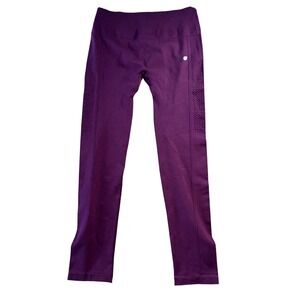 Jilla Active Women Purple Seamless Textured Mesh Panel Leggings Size L Plum